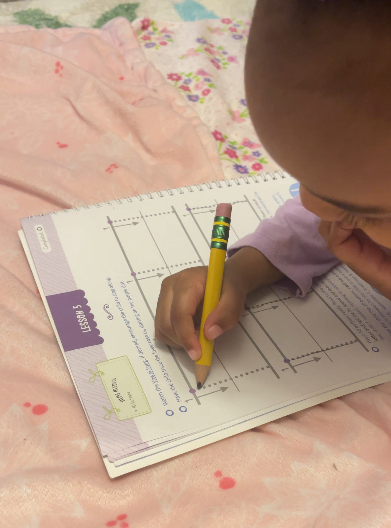 Toddler working on Kindergarten Prep curriculum